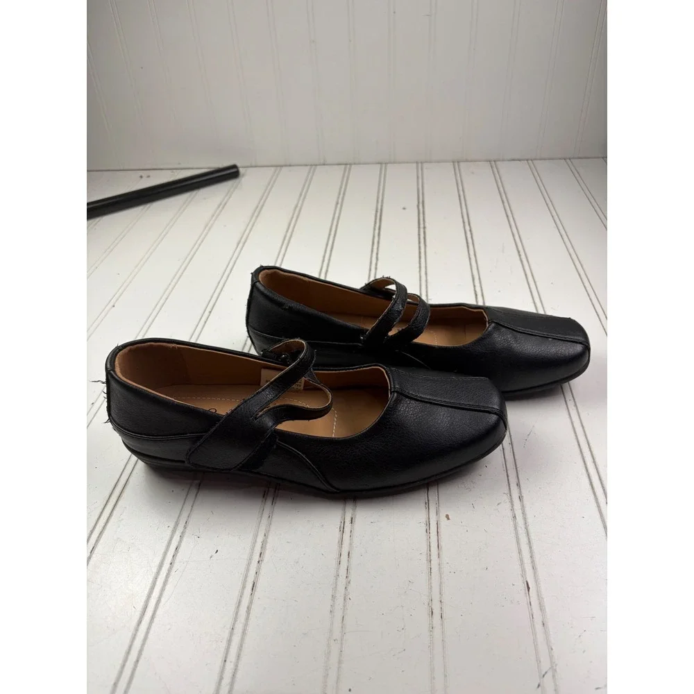 Style Step Black Mary Jane Double Strap Comfort Work Flats Women's Size 7.5